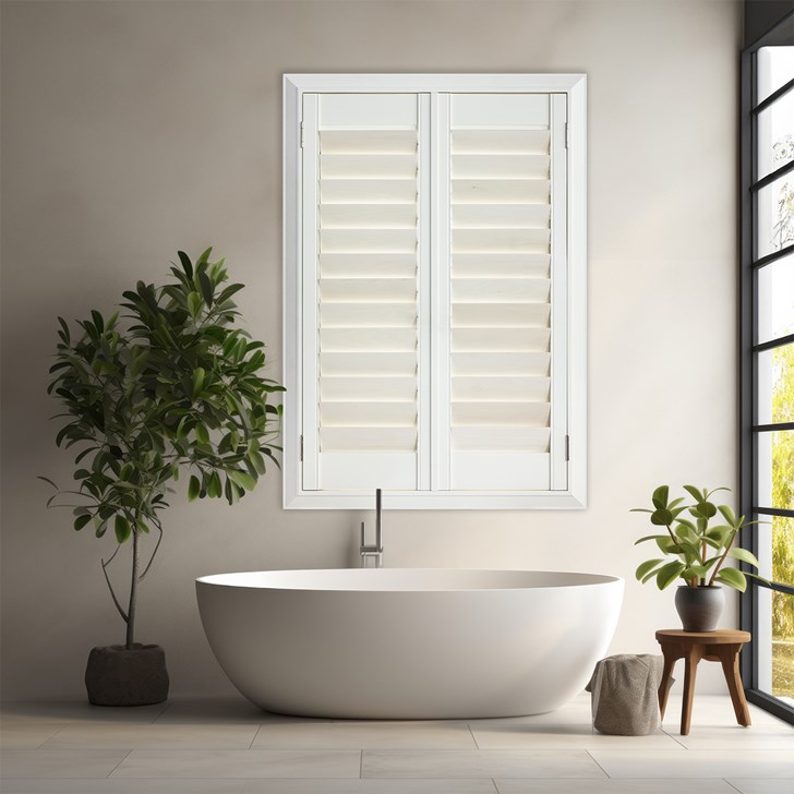 Frame Color: Bright White; Louver Color: Parchment