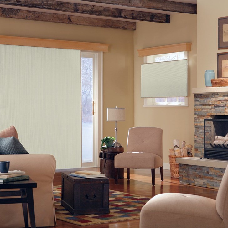 VertiCell Shades provide a stylish way to insulate wide windows and patio doors. Color: Alabaster