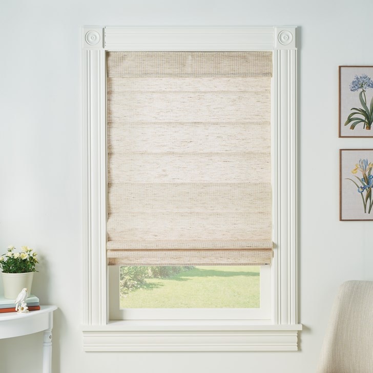 Color: Linen Light Filtering Oak; Fold Style: Classic Flat; Lift: Cordless
