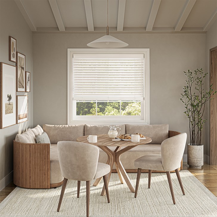 Color: True White 196; Lift: Cordless; Valance: 3 Inch Traditional
