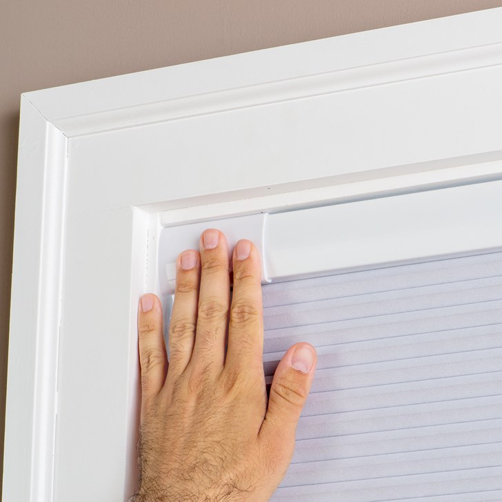 Color: White H25100D; Opacity: Blackout; Lift: Cordless; Installation: No Drill