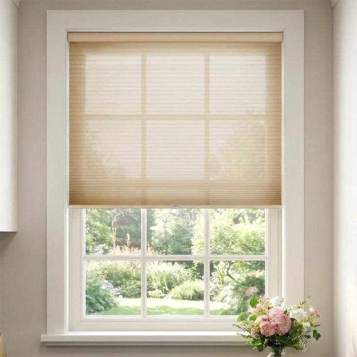 Color: Granola C2506; Hardware: 3058 White; Lift Type: Cordless Bottom Up
