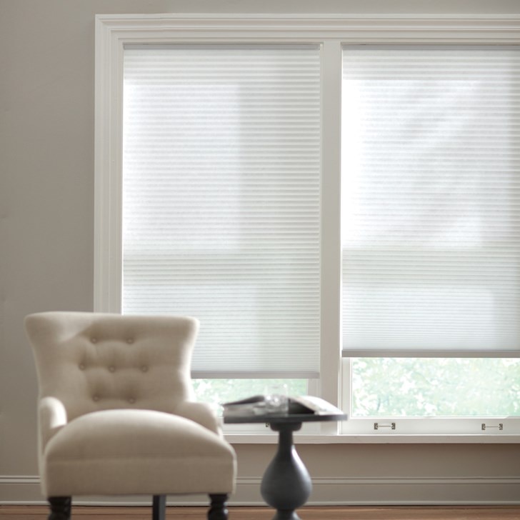 Home Decorator's Collection light filtering cellular shade shown in Snow Drift